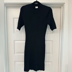 Black Ribbed Knit Dress